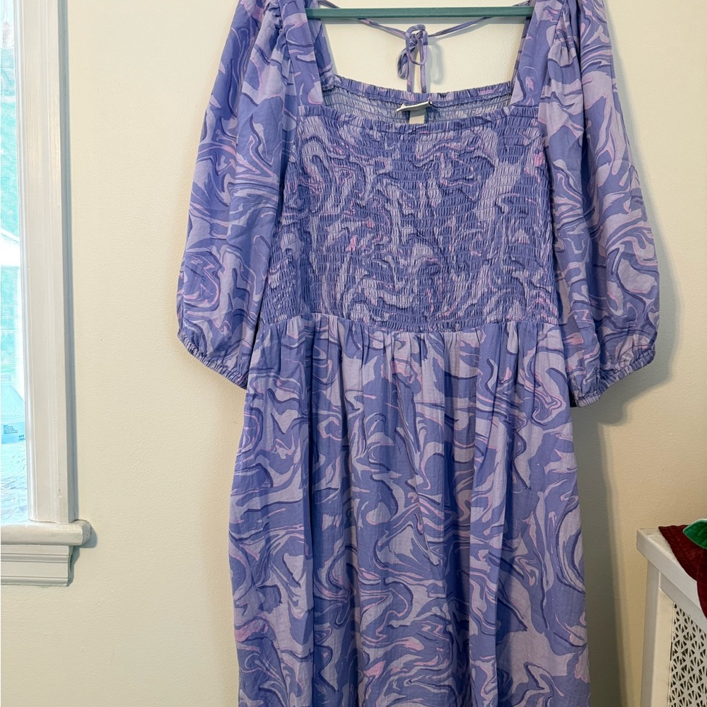 Ava & Viv Purple Sundress with Bishop Sleeves and Square Neck